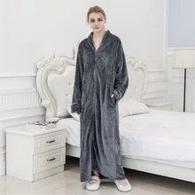 Новые модные халаты Женский бархатный халат на молнии плюс просторная одежда ночная рубашка Женская утолщенная Пижама фланелевая