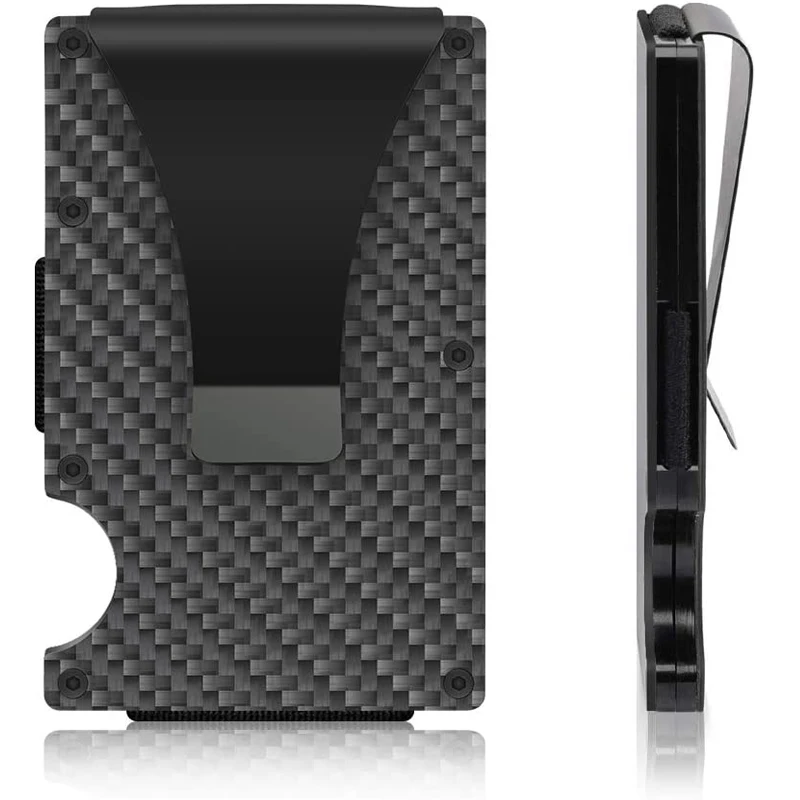 Tarjetero de fibra de carbono para hombre y mujer, billetera delgada de Metal con bloqueo RFID, NFC, funda para tarjeta de negocios