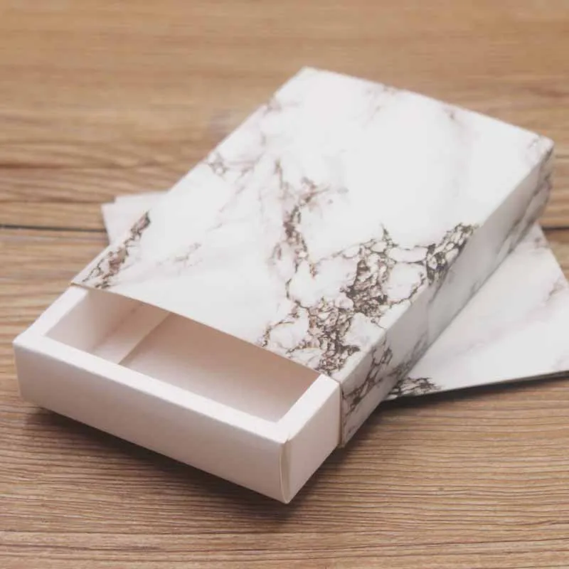 

2019New Marbling Design Shading Style Kraft Paperboard Drawer Box Necklace Earring Bracelet Display Pretty Box