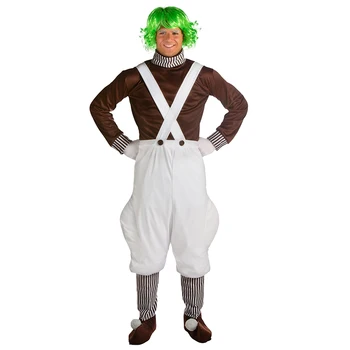 

"Willy Wonka and The Chocolate Factory" Whimsical Adult Oompa Loompa Costume Movie Fancy Cosplay Dressing Up Wig Include Parties