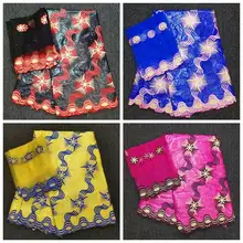 HL! белый цвет вышивка Базен riche с тюлем кружевная ткань африканская ткань Базен для женщин платье! J101320