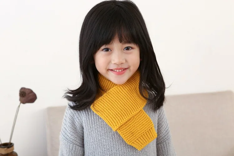 Зимний теплый вязаный шарф, детский кашемировый шейный платок для мальчиков и девочек, плотный детский шейный платок