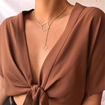 

17MILE Trendy Geometric Square Gold Multilayer Pendant Necklace For Women Star Leaves LOVE Metal Necklaces 2019 Jewelry