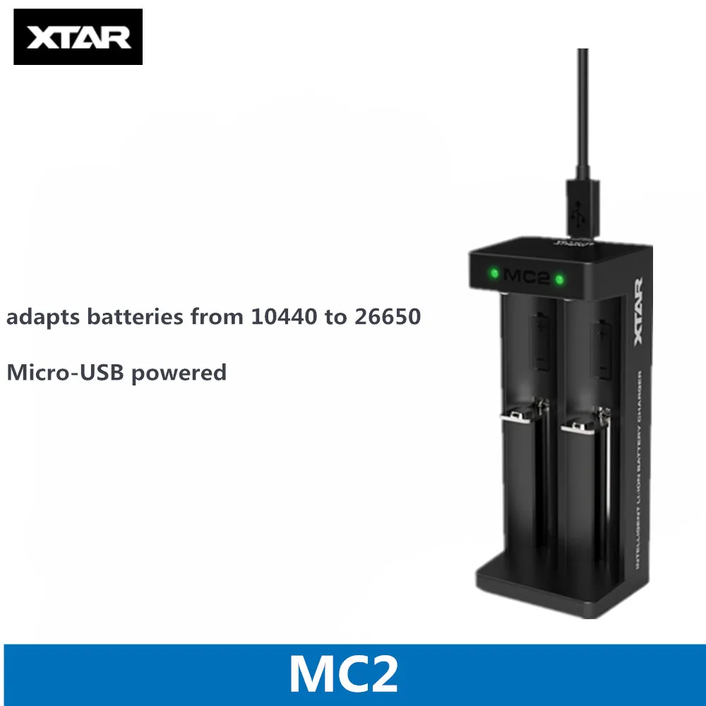 2 шт. Xtar Перезаряжаемый 18650 3500 мАч 3,7 в защищенный Аккумулятор для фонарей, совместимый с MC1 MC2 PB2 VC2 VC4 SV2 зарядное устройство - Цвет: MC2