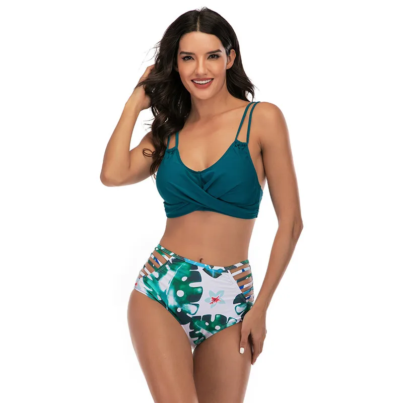 High Waist Bikini 2020 Print Biquini Feminino Female Swimming Suit for Women 2 Two Piece Bikinis Set Twist Bandeau Swim Wear XL High Waist Bikini 2020 Print Biquini Feminino Female Swimming Suit for Women 2 Two Piece Bikinis Set Twist Bandeau Swim Wear XL