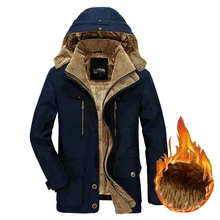 Новая зимняя куртка для мужчин, Толстая теплая парка с капюшоном, военная мужская зимняя куртка-карго, теплое флисовое Мужское пальто размера плюс 5XL, мужская одежда