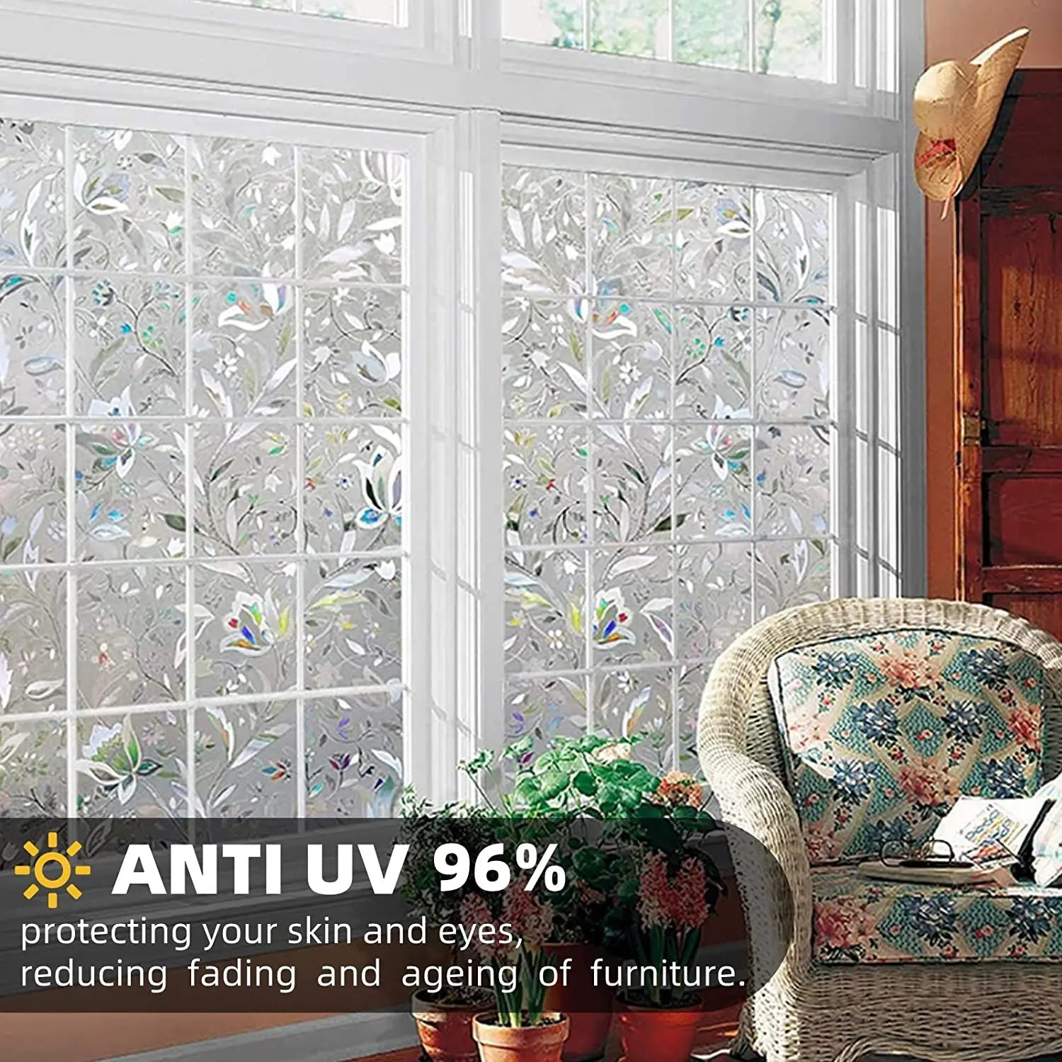 YaJing Window Film Privacy, Sun Blocking Removable Window Sticker, Decorative Glass Film, Stained Glass Decals for Home