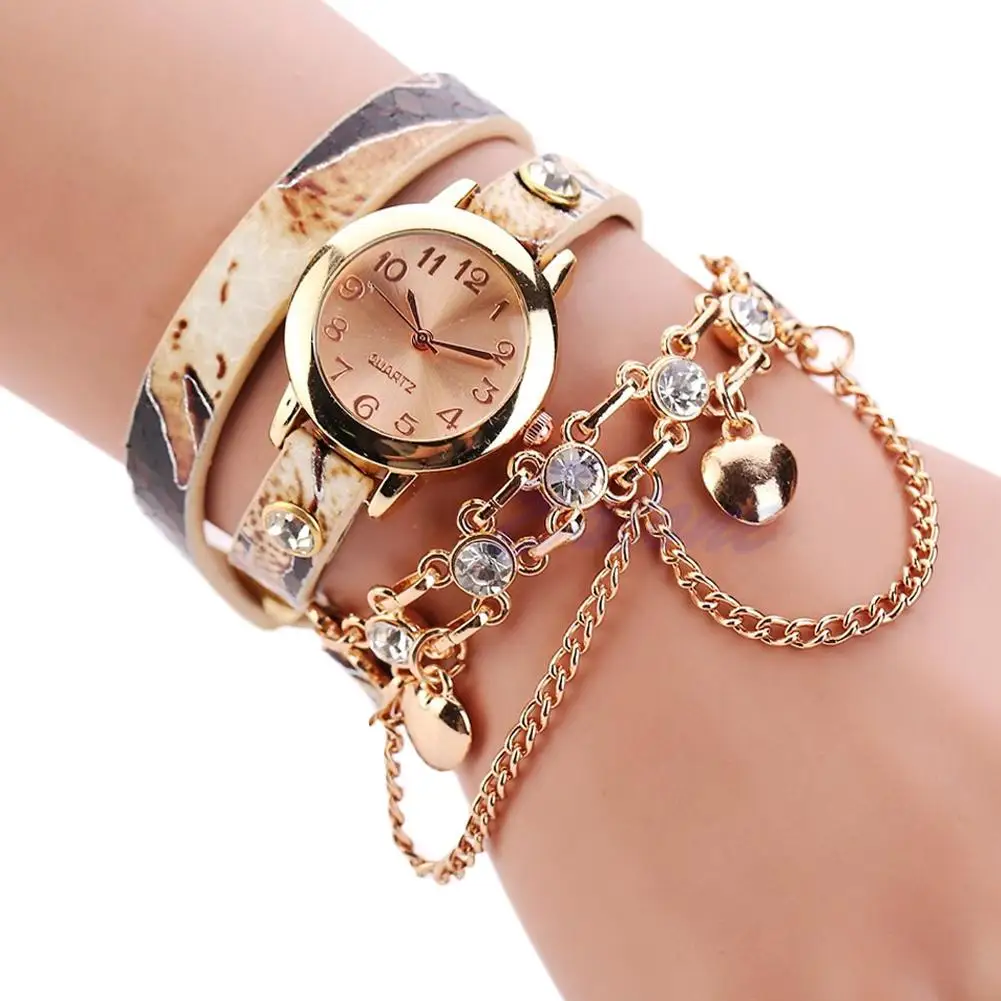 

Luxury Bracelet Watch Women Multilayer Rhinestone Rivet Round Dial Analog Quartz Bracelet Watches reloj mujer relogio feminino