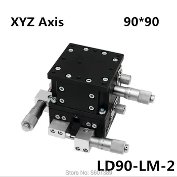 

XYZ 3 Axis 90mm Linear Stage Trimming Platform Bearing Tuning Sliding Table 90*90mm XYZ90-LM,LD90-LM2 double cross rail