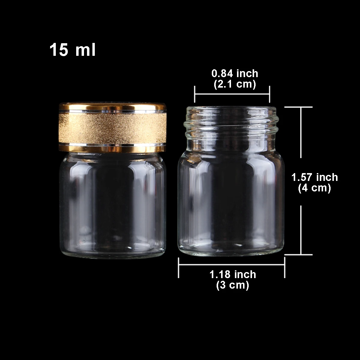 24 pieces 15ml 30*40mm Glass Bottles with Golden Frosted Caps Transparent Glass Perfume Bottle Spice Bottles Spice Jars 2