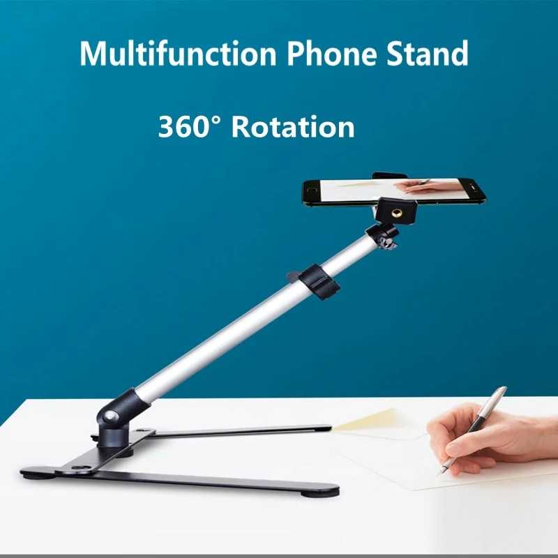 

Multifunctional Tripods Adjustable 30-45cm Table Top Stand Set 360 Degree Rotation Mini Phone Monopod with Phone Clip for Iphone