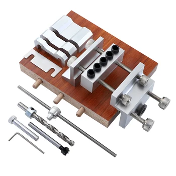 

3-in-1 Aluminium Alloy Woodworking Hole Drill Punch Positioner Guide Locator Jig System Kit Joinery DIY Tool