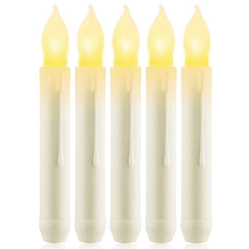 Led 12 шт. беспламенная тонкая свеча свечи, на батарейках поддельные конические свечи, мерцающее оконное свечное освещение