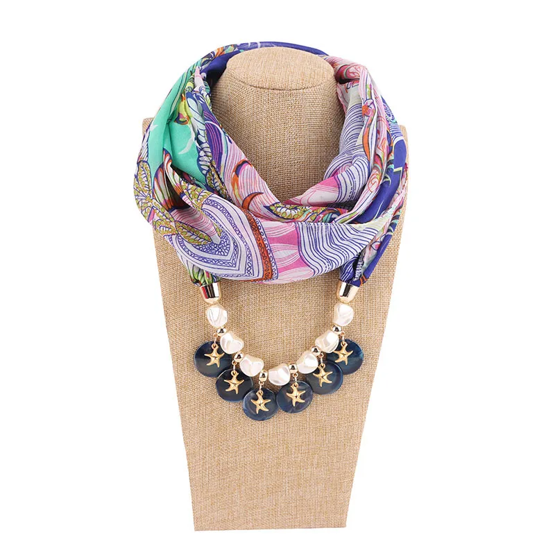 

five-pointed star resin pendant ring neck women's neck jewelry necklace national wind and snow spinning pendant scarf