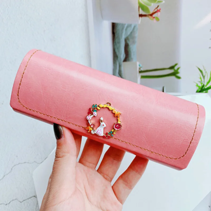 pink Кожаный Чехол для очков для женщин, водонепроницаемые жесткие солнцезащитные очки, оправа для очков, Чехол для очков, коробка для очков, подставка для очков Чехол - Цвет: pink