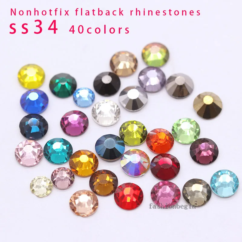 

Top Quality ss34 39-Colors silver Flat back Glass stone Non hot fix crystal rhinestones Wedding cards,jewelry,Dress making beads