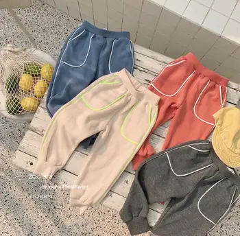 

2020 Korea style girls boys long pants spring cotton fashion kids pants 3-8t HJ680