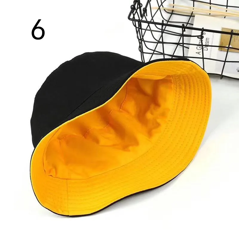 Women Men Panama Cap Winter Double-sided wear solid color Bucket Hats Outdoor Bob Caps Black and White Fishing Sun Caps
