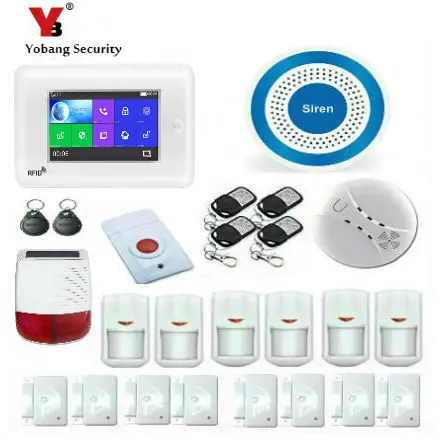 Yobang Secur Touch Scree 4.3 Inch APP Remote Control Wifi GSM Smart Home Burglar Security Alarm System Smoke Fire Alarm Detector