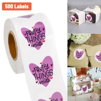 

1.5 Inch Pretty Things Inside Stickers Round Heart Thank You Stickers Thanks for Shopping Small Shop Local Handmade Waterproof