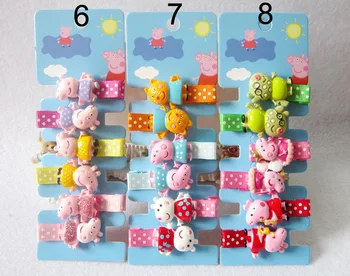 

Set New Children Cute Cartoon Animals Peppa Pig Hairpins Girls Lovely Colors Hair Clips Kids Baby Sweet Hair Accessories