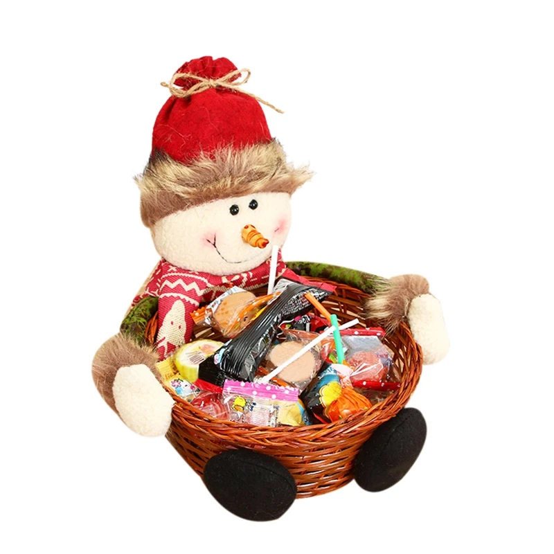Акция-милая Рождественская корзина для хранения конфет, Бамбуковая Рождественская подарочная корзина, украшение для дома, корзина для хранения, Подарочный орнамент - Цвет: Colorful