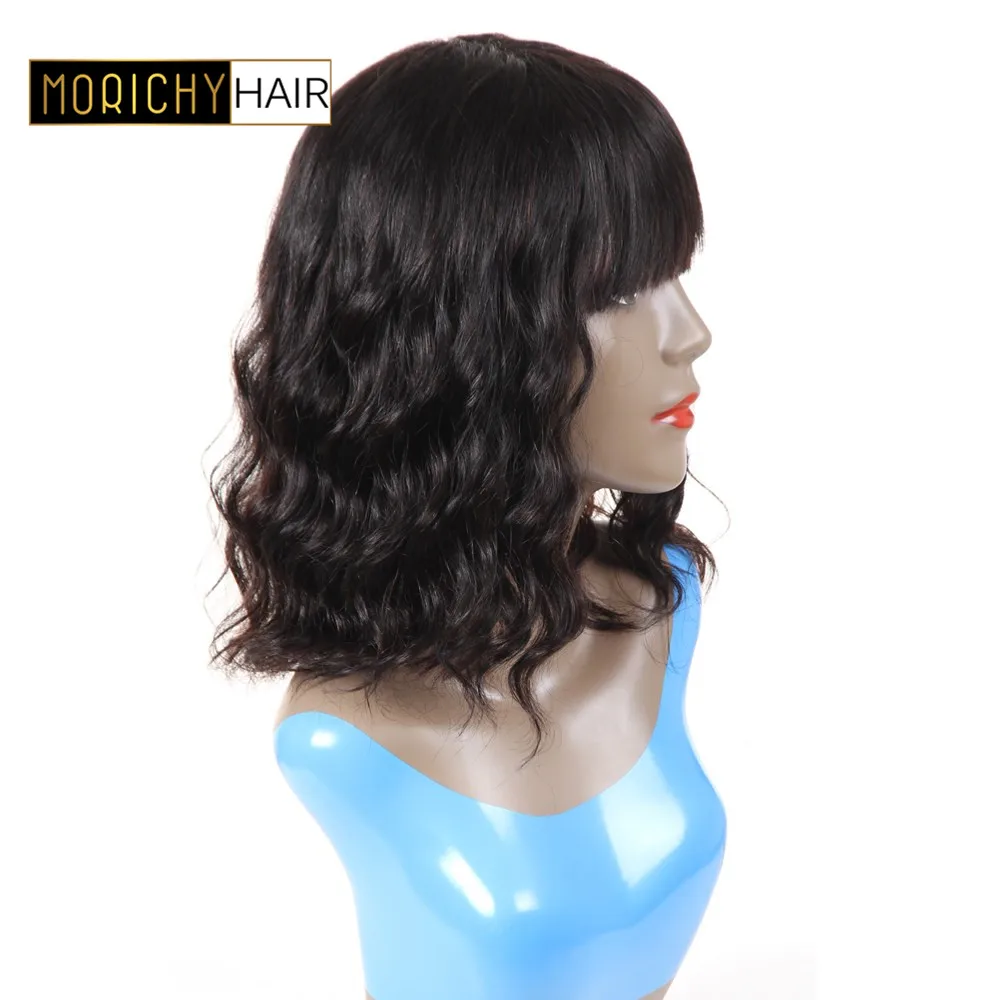 MORICHY волосы волнистые парик короткие человеческие волосы боб парики для черных женщин бразильские не Реми волосы парики с челкой машина