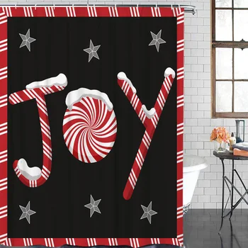 

Bathroom Waterproof Curtain Joy Christmas Candy Fabric Shower Curtain Home Bathroom Decor Christmas Shower Curtain