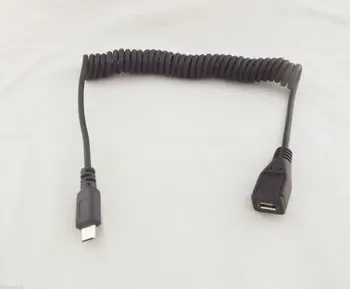 

1pcs Micro USB B Male To Female M/F Extension Coiled Charging Spiral Cable Cord 5Ft