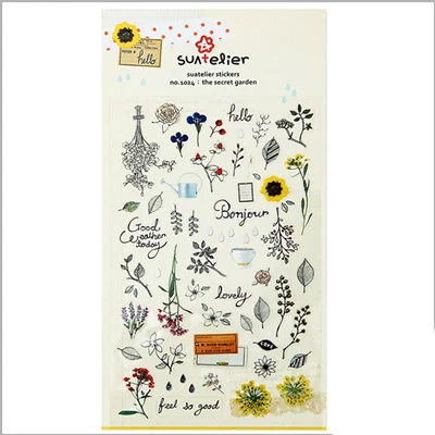 SONIA Daily Paper Sticker DIY Decorative Diary Scrapbook Planner Journal Stickers Kawaii Stationery School Supplies Papeleria C07 Secret garden
