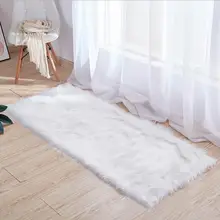 Мягкий искусственный коврик из овчины роскошные пушистые Коврики Спальня Пушистый Ковер белый ковер из искусственного меха прикроватные коврики принцесса комната декоративный коврик теплый Hom