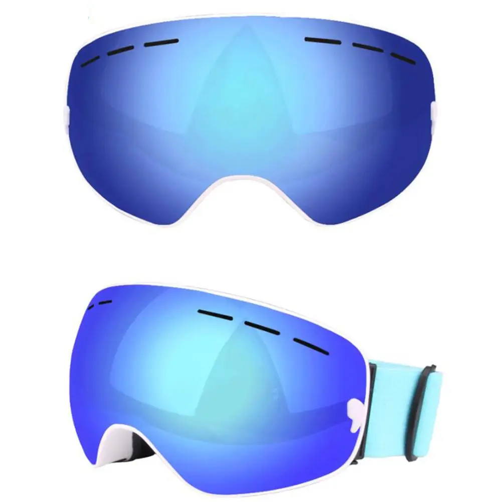 Лыжные очки, двухслойные очки с защитой от ультрафиолета, противотуманные очки для сноуборда, для зимних видов спорта, маска для сноуборда, очки, чехол - Цвет: Blue