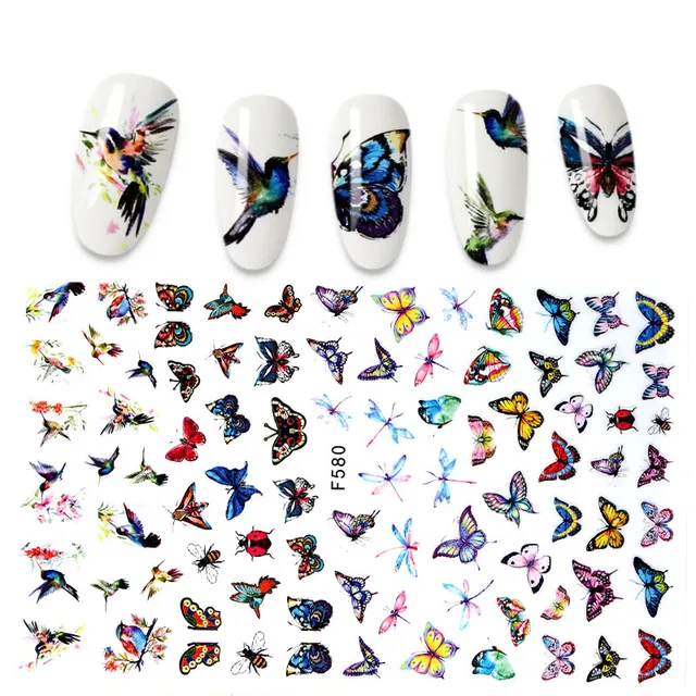 3D Nail Stickers Leaves Butterfly Panda Love Heart Design Stickers For Nails Manicure Foil Nail Art Decor pegatinas para uñas A140308