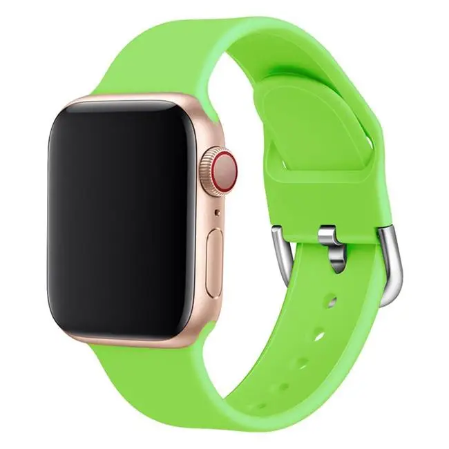 green Silcione ремешок для apple watch band 44 мм 42 мм apple watch 5, 4, 3, ремешок 38 мм, версия 40 мм наручных часов iwatch, ремешок 5/4/3/2/1 correa браслет ремешок для часов - Цвет ремешка: green
