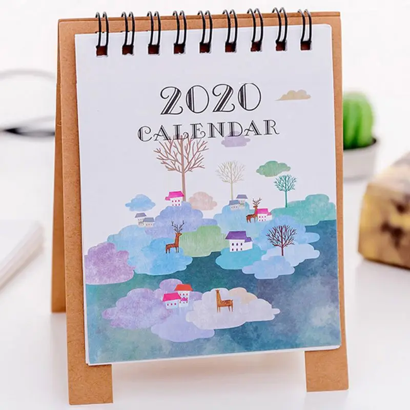 Календарь ручной рисунок мультфильм Фламинго свежий мини настольный бумажный двойной ежедневный расписание Настольный планировщик годовой план Органайзер
