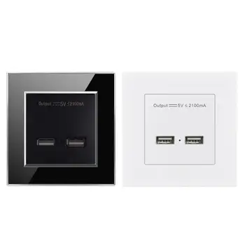 

Wall Power Socket Panel Dual USB Smart Induction Charging Port for iPhone An-droid Mobile Phones
