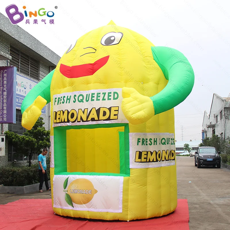 Customized 3.8x4.5mH Inflatable Lemonade Booth Kiosk / 12.5x15 Feet Lemon Stand Balloon For Events Promotion Advertising 3