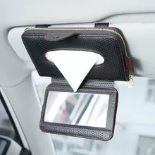 Двухслойная автомобильная коробка для салфеток и держатель для зеркала для макияжа солнцезащитный козырек Тип солнцезащитный козырек зажимы складные волокна кожа креативный стиль