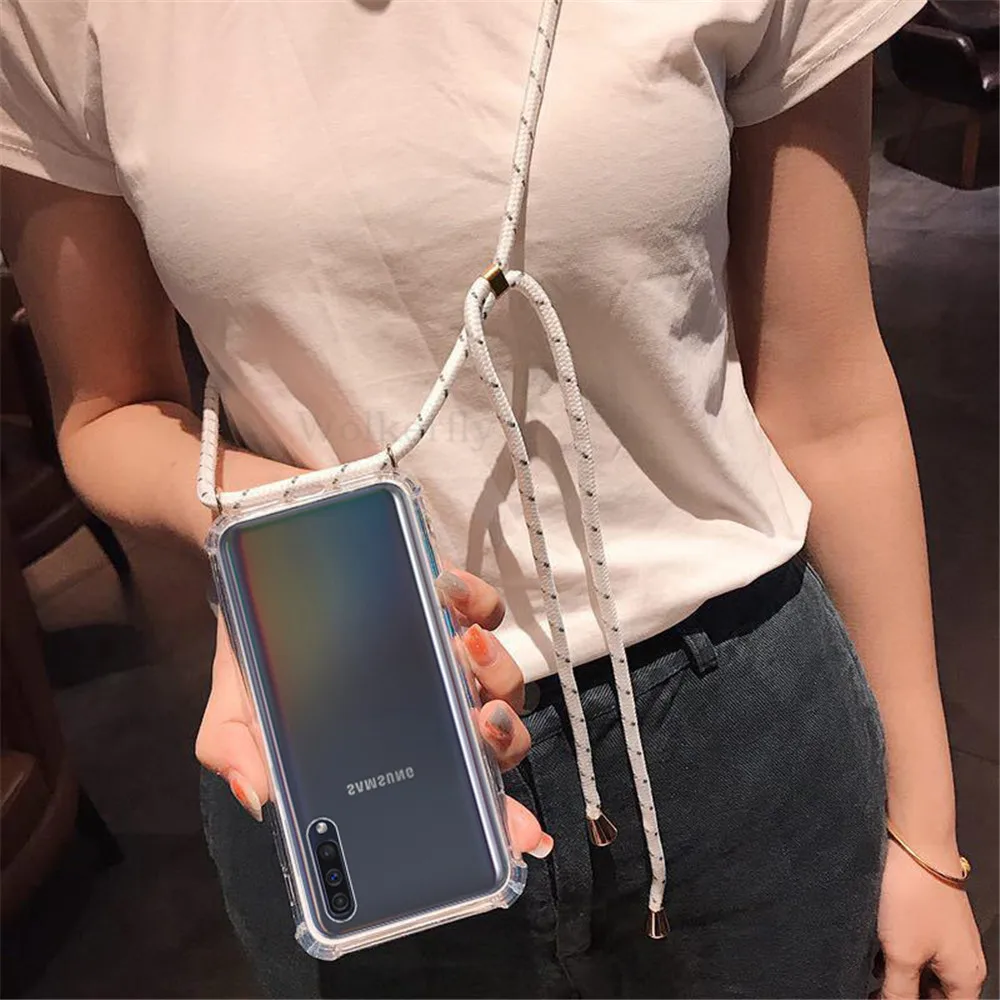 2020 Cord Lanyards Phone Case For Samsung S10E S10 Plus Note 8 9 Soft Cover For Samsung Note 10 Plus Shockproof Shell Cover cute samsung cases