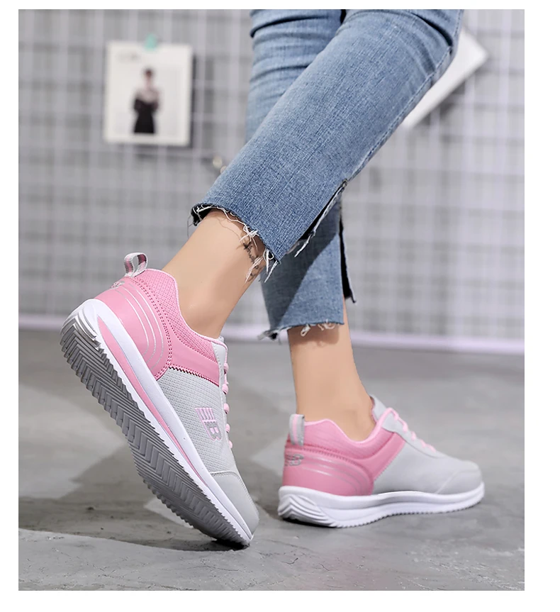 Size 35-41 New Fashion Tennis Shoes for Women Ultra-light Leather Blue Sneakers Gym Sport Shoes Tenis Feminino Basket Femme