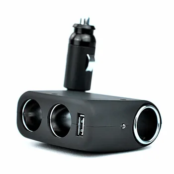 

12V 24V Car Cigarette Lighter Socket with 3 Way ,Rotatable Car Charger USB, Angle adjustable, Color: Black SD-1908