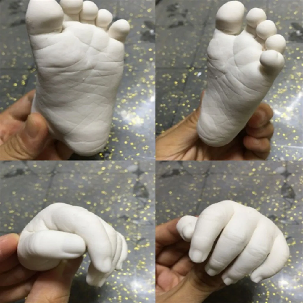 DIY Plaster Mold 3D Hand Foot Print Mold for Baby Souvenir Hand Casting Kit Couples Wedding Holding Baby Plaster Mold Home Decor