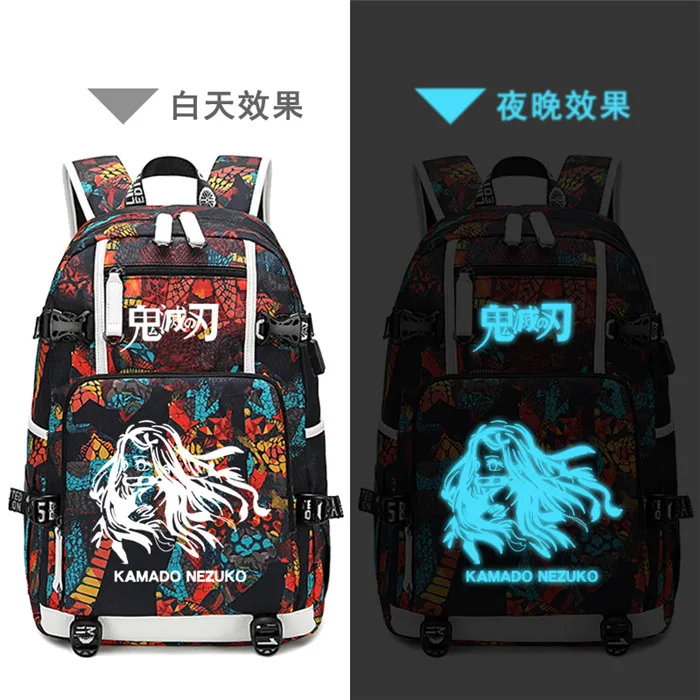 Demon Slayer: Kimetsu no Yaiba женский рюкзак аниме Bookbag нейлоновые школьные сумки большой дорожный рюкзак унисекс рюкзак для ноутбука - Цвет: 19