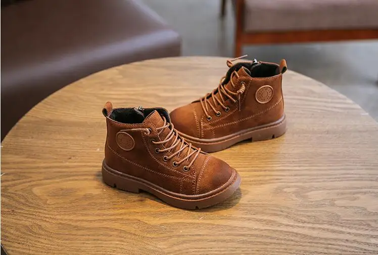 Kids Shoes Winter Fashion Girls Retro Black Martin Boots Boys British Style Shoes for Children Casual Booties
