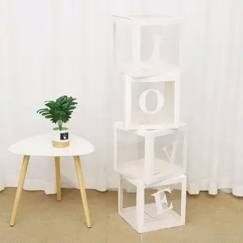 

Cube Transparent Boxes Balloon Packing Box Creative Party Decoration 1pcs LOVE Baby Shower DIY Letter Transparent Boxes