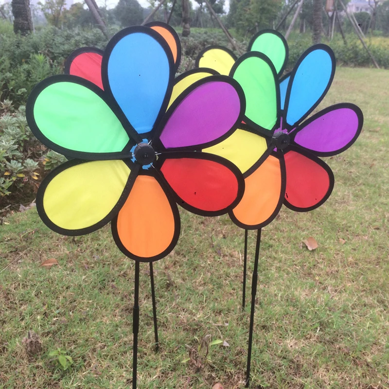 

1Pc Flower Windmill 3D Multicolor Rainbow Windmill Wind Spinner Toy Garden Yard Decoration Ornament Kids Toy for Christmas Party