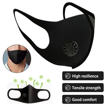

Reusable mask anti-flu dust allergy mask PM2.5 single and double air valve face mask mouth masks filter protective masks black