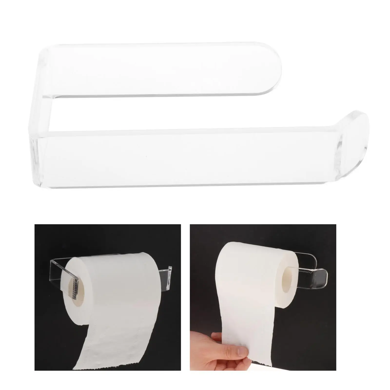 Punch-free Acrylic Toilet Roll Holder Kitchen Paper Holder for Bathroom Toilet Paper Holder Hanger Stick on Wall Tile