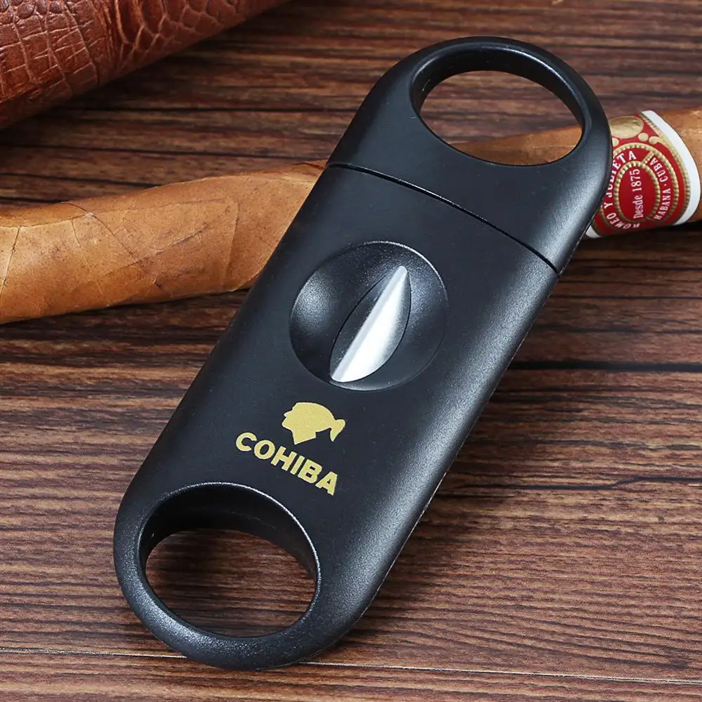 Coupe Cigare en métal COHIBA avec boite cadeau coupe droite ou V coupe de poche 