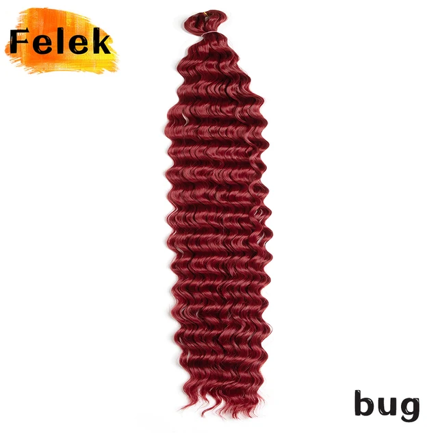 22-30inch Deep Wave Twist Crochet Hair Natural Synthetic Afro Curls Crochet Braids Ombre Braiding Hair  Extensions For Women #Burgundy